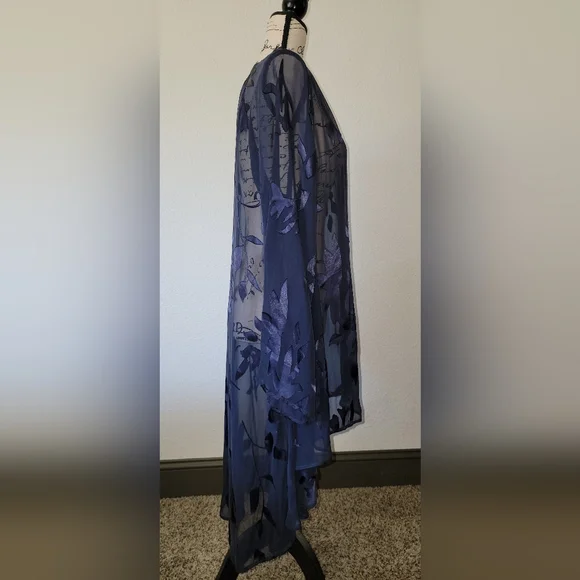 Soft Surroundings Silk Shirt Convertible Long Sheer Floral Flowy Boho Size XL - Picture 4 of 11